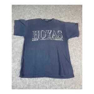 Vintage Georgetown University Hoyas Shirt Mens Large Blue Striped Crewneck Tee